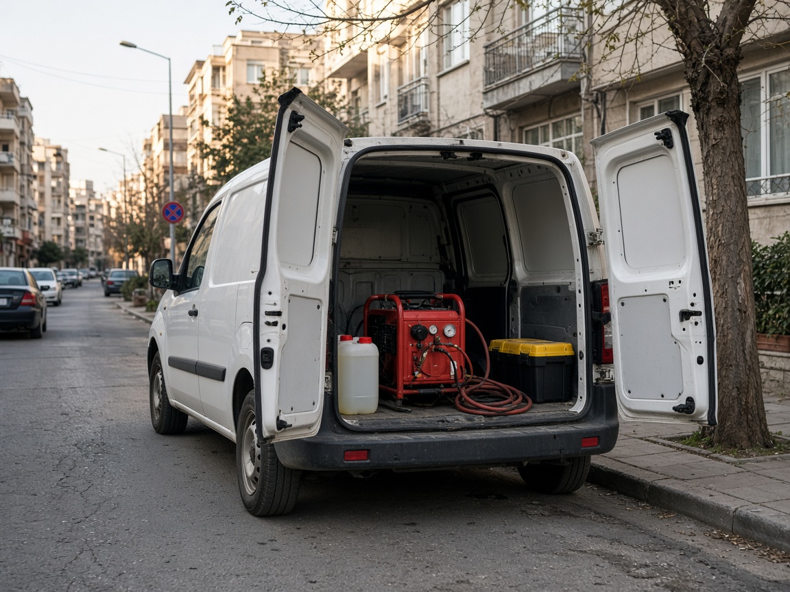İzmir Petek Temizleme Sıcacık Petek yıkama makinesi taşıyan servis aracı